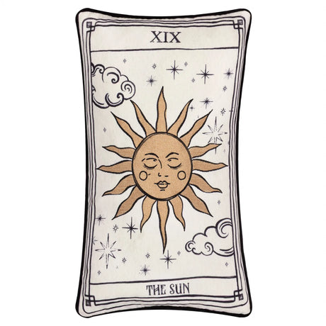 Celestial Stories Embroidered Velvet Cushion Cover Linen/Black 30 x 50cm - image 2