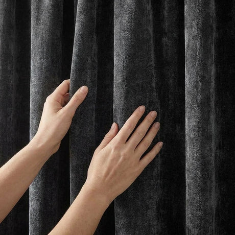 Heavy Chenille Lined Tape Top Pencil Pleat Curtains 6