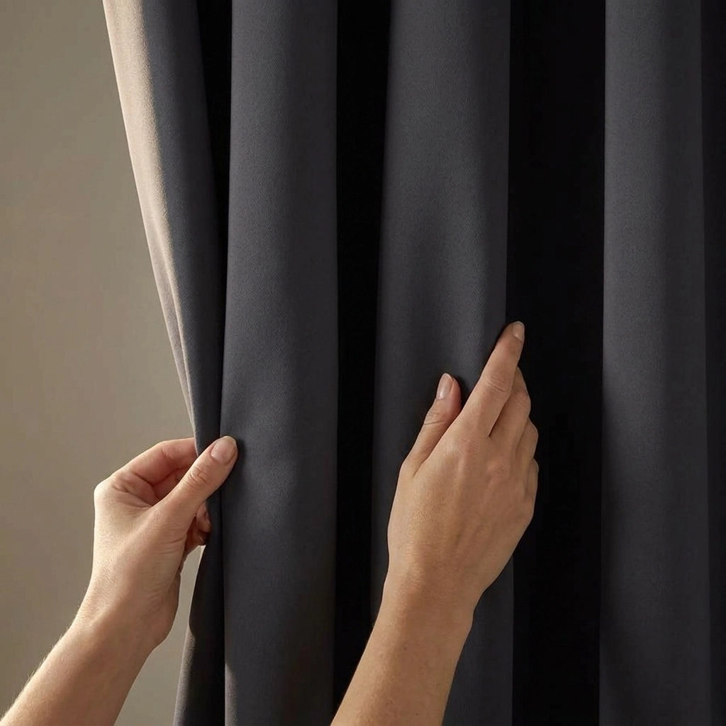 100% Blackout Tape Top Pencil Pleat Curtains 6