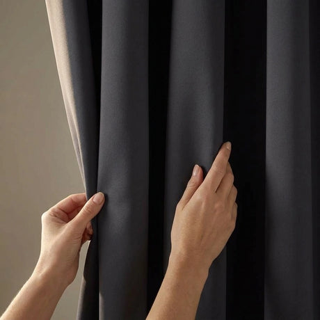 100% Blackout Tape Top Pencil Pleat Curtains 6