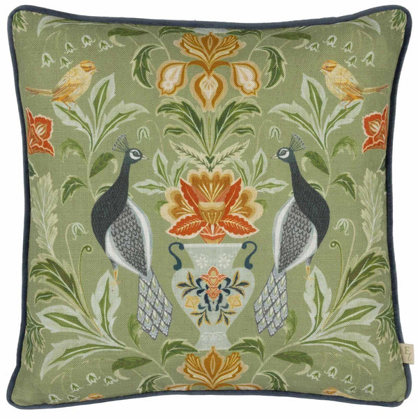 Chatsworth Peacock Sage Cushion Cover 17" x 17" - Ideal