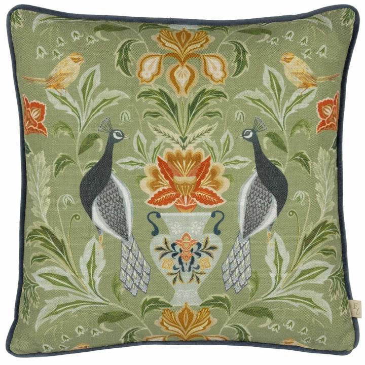 Chatsworth Peacock Sage Cushion Cover 17" x 17" - Ideal