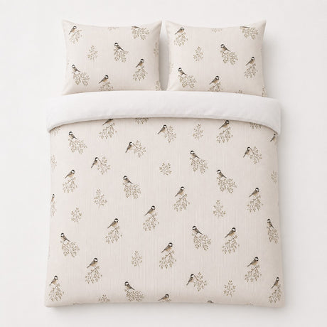 Overhead flat lay of the Check Flannelette Duvet Cover Set Brushed Cotton with two matching pillowcases