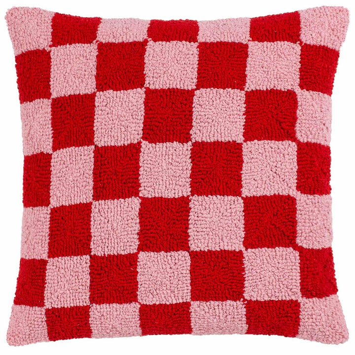 Check Knitted Red or Dead Pink Cushion Cover 18" x 18" - Ideal