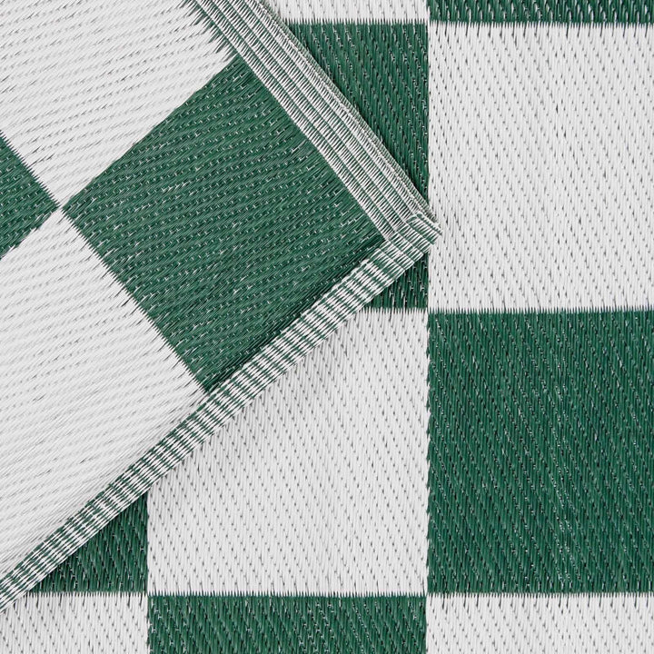 Checkerboard Green Reversible Recycled Outdoor Rug - Ideal