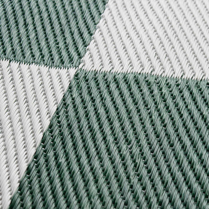 Checkerboard Green Reversible Recycled Outdoor Rug - Ideal