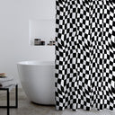 Catherine Lansfield Checkerboard 180x180cm Shower Curtain Panel Black White Black / White