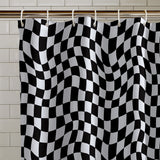 Catherine Lansfield Checkerboard 180x180cm Shower Curtain Panel Black White Black / White
