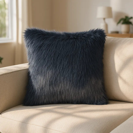 Chelsea Fur Cushion Cover and Filled Cushion 18" x 18" (45cm x 45cm) - Blue