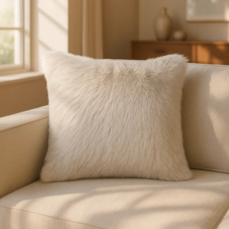 Chelsea Fur Cushion Cover and Filled Cushion 18" x 18" (45cm x 45cm) - Natural