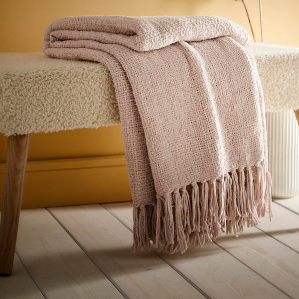 Chenille Fringed Throw Natural - Ideal