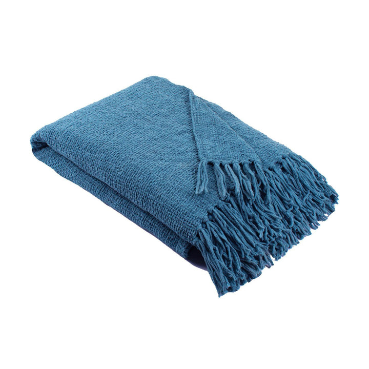Chenille Fringed Throw Teal - Ideal