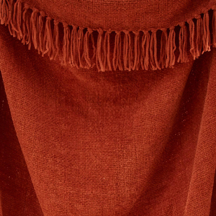 Chenille Fringed Throw Terracotta - Ideal