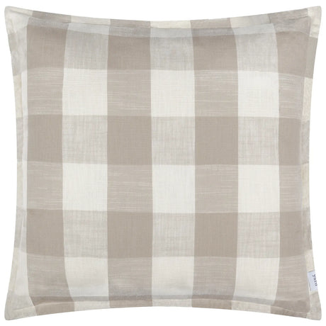 Chesil Check Outdoor 100% Cotton Natural Cushion Cover or Filled Cushion 50cm x 50cm - additional product view 2