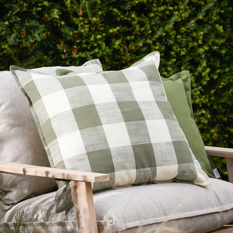 Chesil Check Outdoor 100% Cotton Moss Cushion Cover or Filled Cushion 50cm x 50cm - additional product view 1