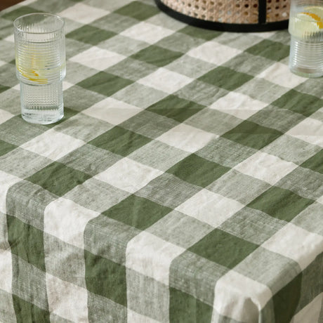 Chesil Check Woven Tasselled Moss 100% Cotton Throw Blanket 130cm x 170cm - additional product view 1