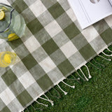 Chesil Check Woven Tasselled Moss 100% Cotton Throw Blanket 130cm x 170cm - additional product view 2