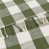 Chesil Check Woven Tasselled Moss 100% Cotton Throw Blanket 130cm x 170cm - additional product view 5