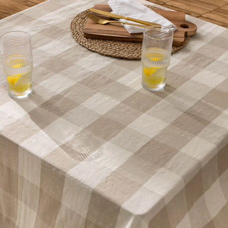 Chesil Check Woven Tasselled Natural 100% Cotton Throw Blanket 130cm x 170cm - additional product view 1