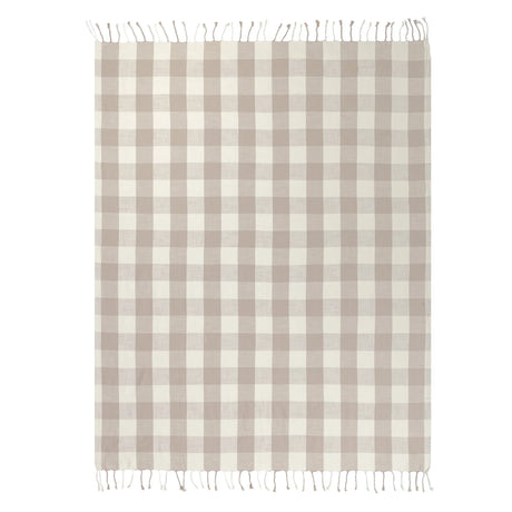 Chesil Check Woven Tasselled Natural 100% Cotton Throw Blanket 130cm x 170cm - additional product view 4