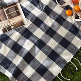 Chesil Check Woven Tasselled Navy 100% Cotton Throw Blanket 130cm x 170cm - additional product view 1