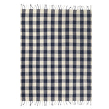Chesil Check Woven Tasselled Navy 100% Cotton Throw Blanket 130cm x 170cm - additional product view 4