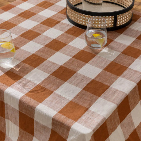 Chesil Check Woven Tasselled Pecan 100% Cotton Throw Blanket 130cm x 170cm - additional product view 1