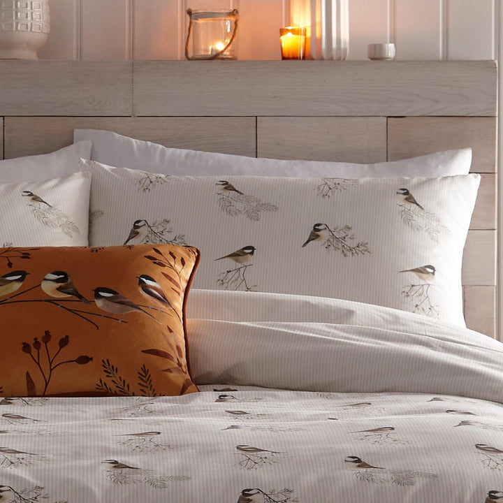 Chickadees Brushed Cotton Duvet Cover Set - Ideal