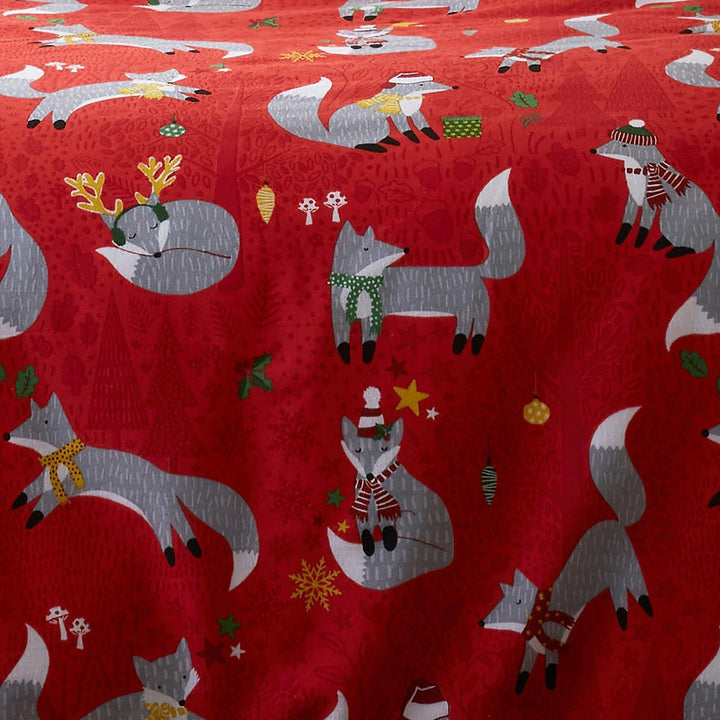Christmas Foraging Fox Brushed Duvet Cover Set - Ideal