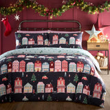 Christmas Houses Navy Polycotton Duvet Cover Set - main product image