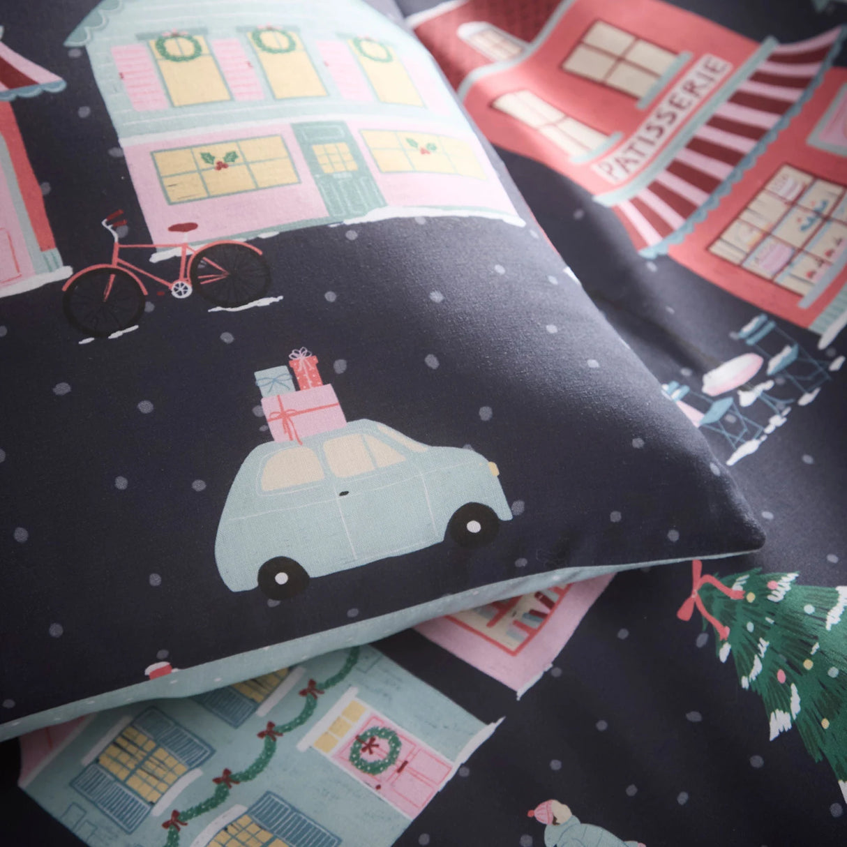 Christmas Houses Navy Polycotton Duvet Cover Set - product image 3