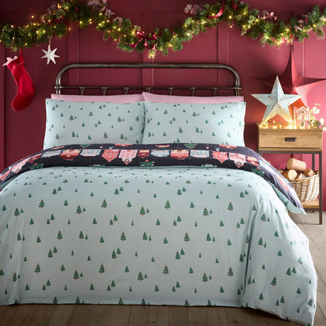 Christmas Houses Navy Polycotton Duvet Cover Set - product image 4
