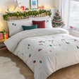 Christmas Together Embroidered Fleece Duvet Cover Set Snow - image 2