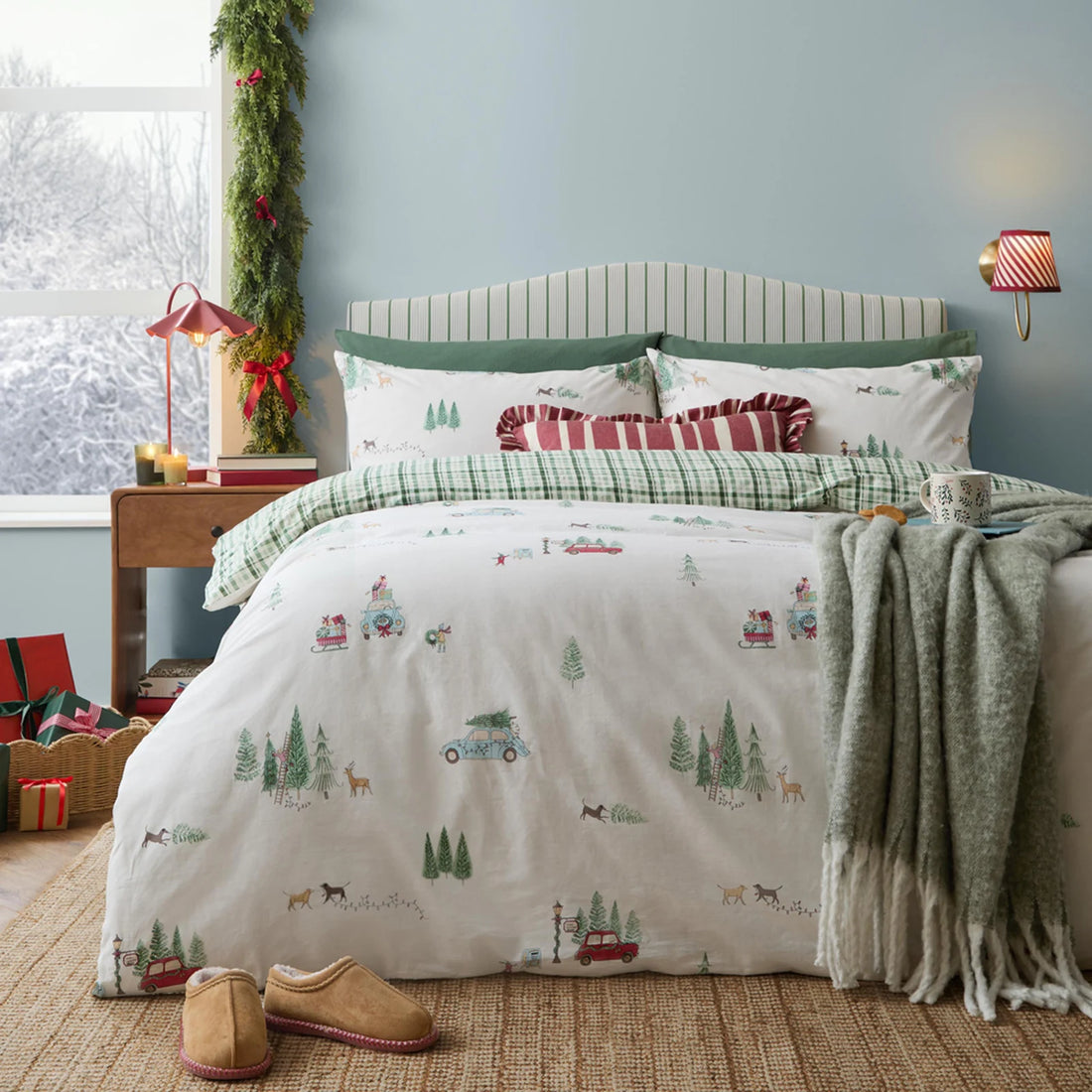 Christmas Tree Lane 100% Cotton Duvet Cover Set