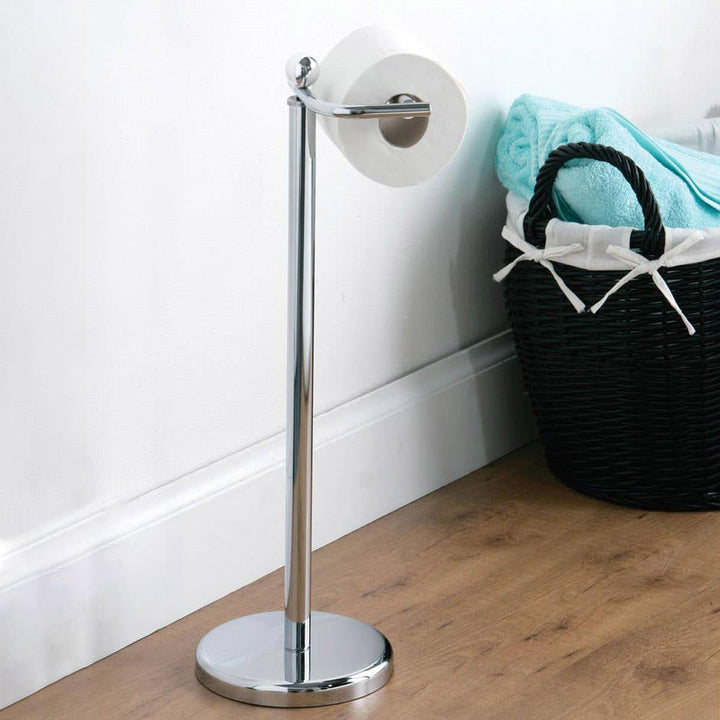 Chrome Freestanding Toilet Roll Holder - Ideal