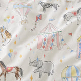 Macro close-up of the multi fabric on the Circus Time Kids Microfibre Duvet Cover Set