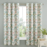 Catherine Lansfield Clarence Floral 66x72 Inch Lined Eyelet Curtains Two Panels Natural