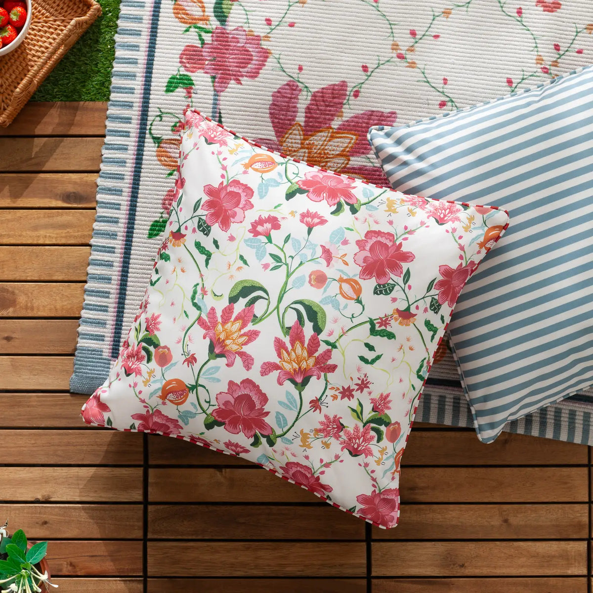 Claudia Outdoor Candy Red Cushion Cover or Filled Cushion 45cm x 45cm - additional product view 1