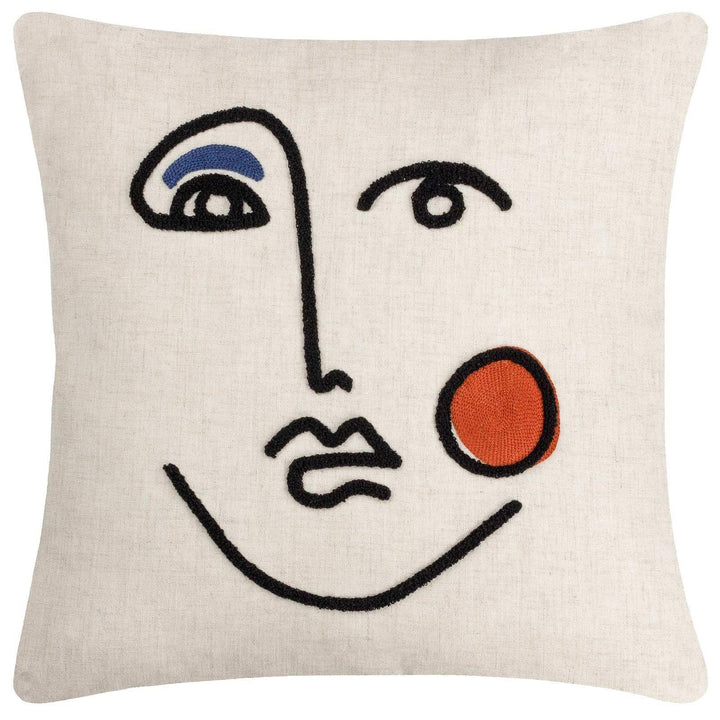 Cleo Embroidered Face Ginger Cushion Cover 18" x 18" - Ideal