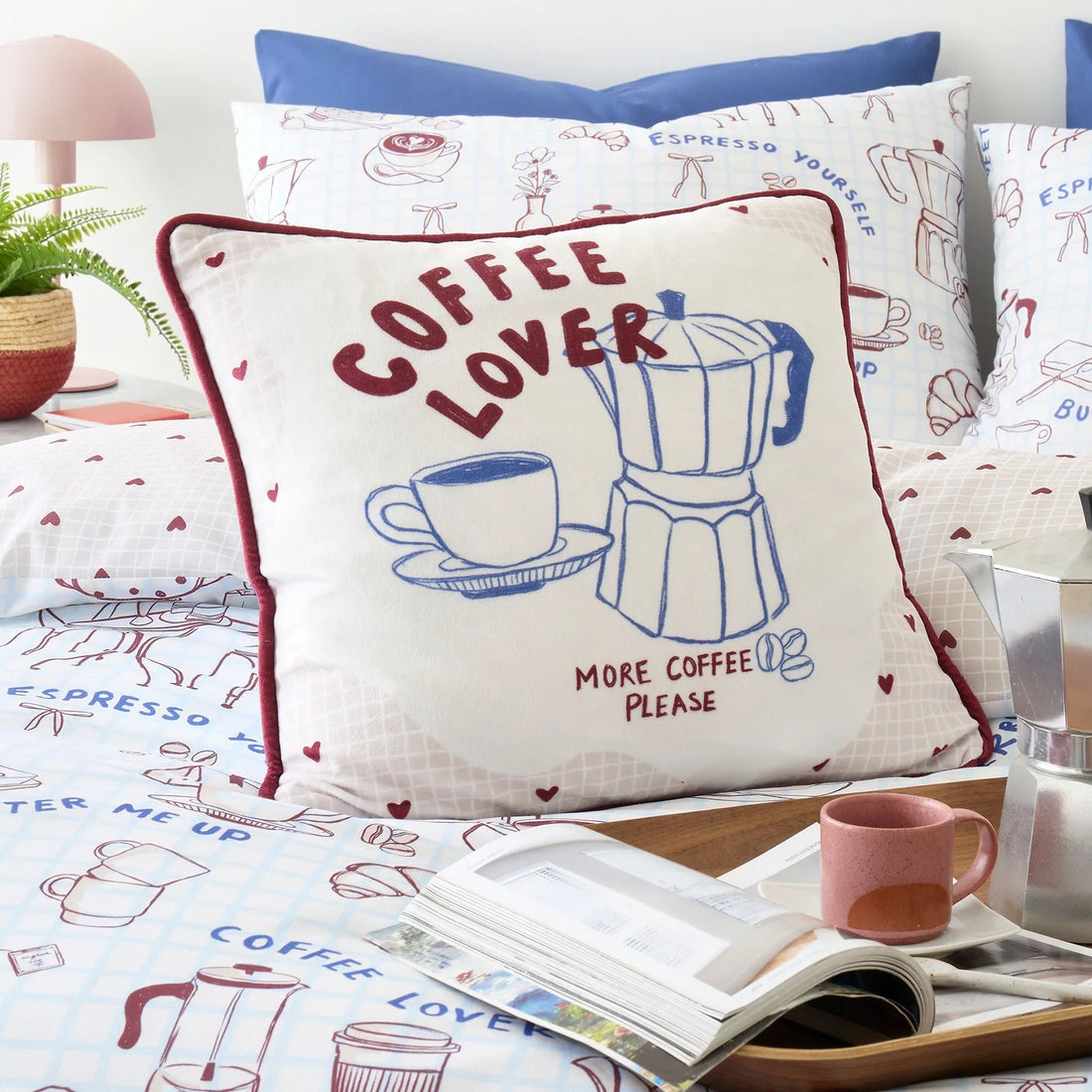 Coffee Club Blue Cushion 43 x 43cm
