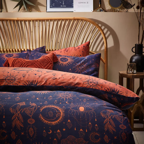Constellation Celestial Bronze & Navy Duvet Cover Bedding Set - additional product view 1