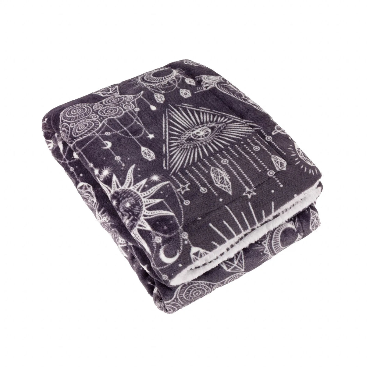 Constellation Printed Sherpa Fleece Throw Charcoal/Cream 130 x 180cm - image 2