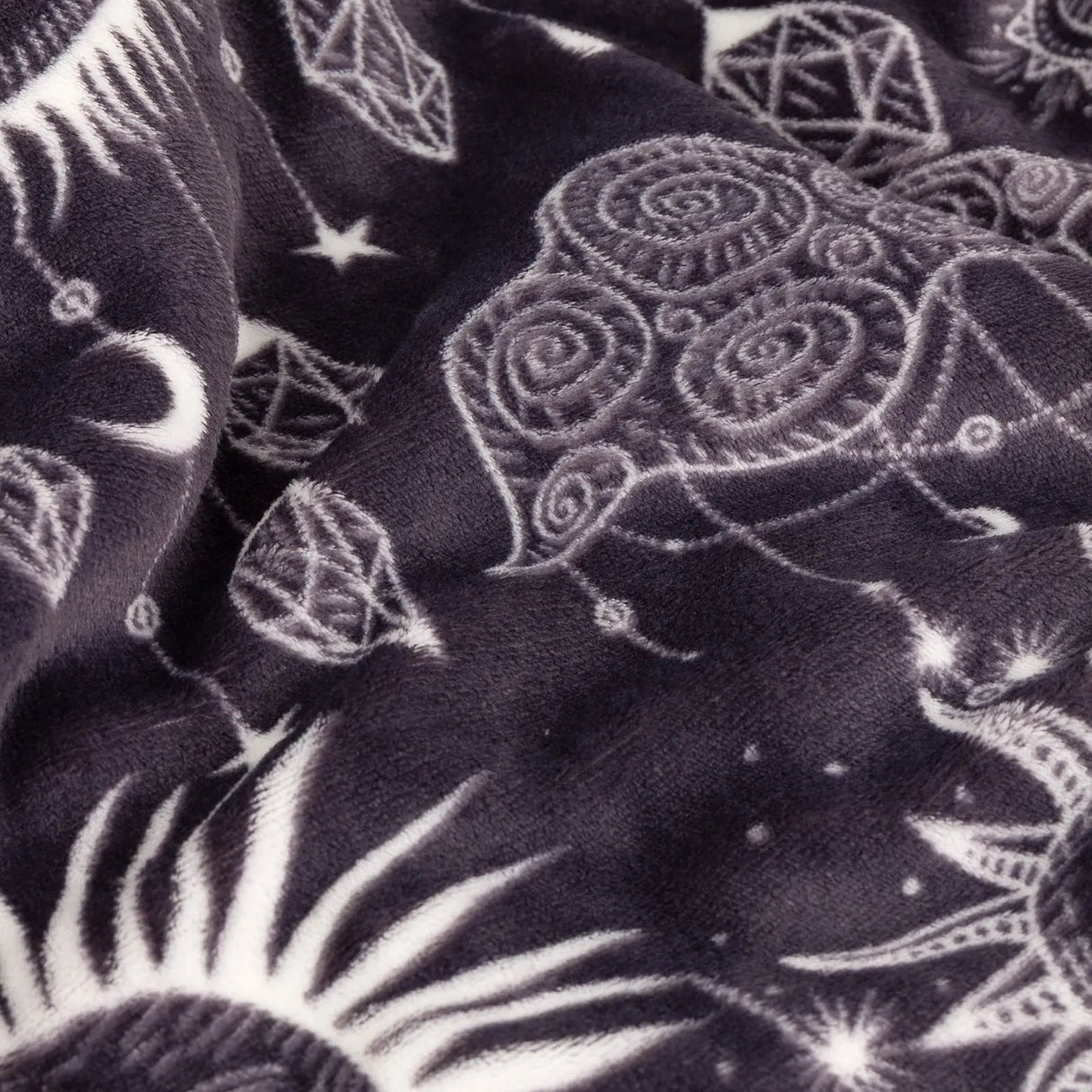 Constellation Printed Sherpa Fleece Throw Charcoal/Cream 130 x 180cm - image 5