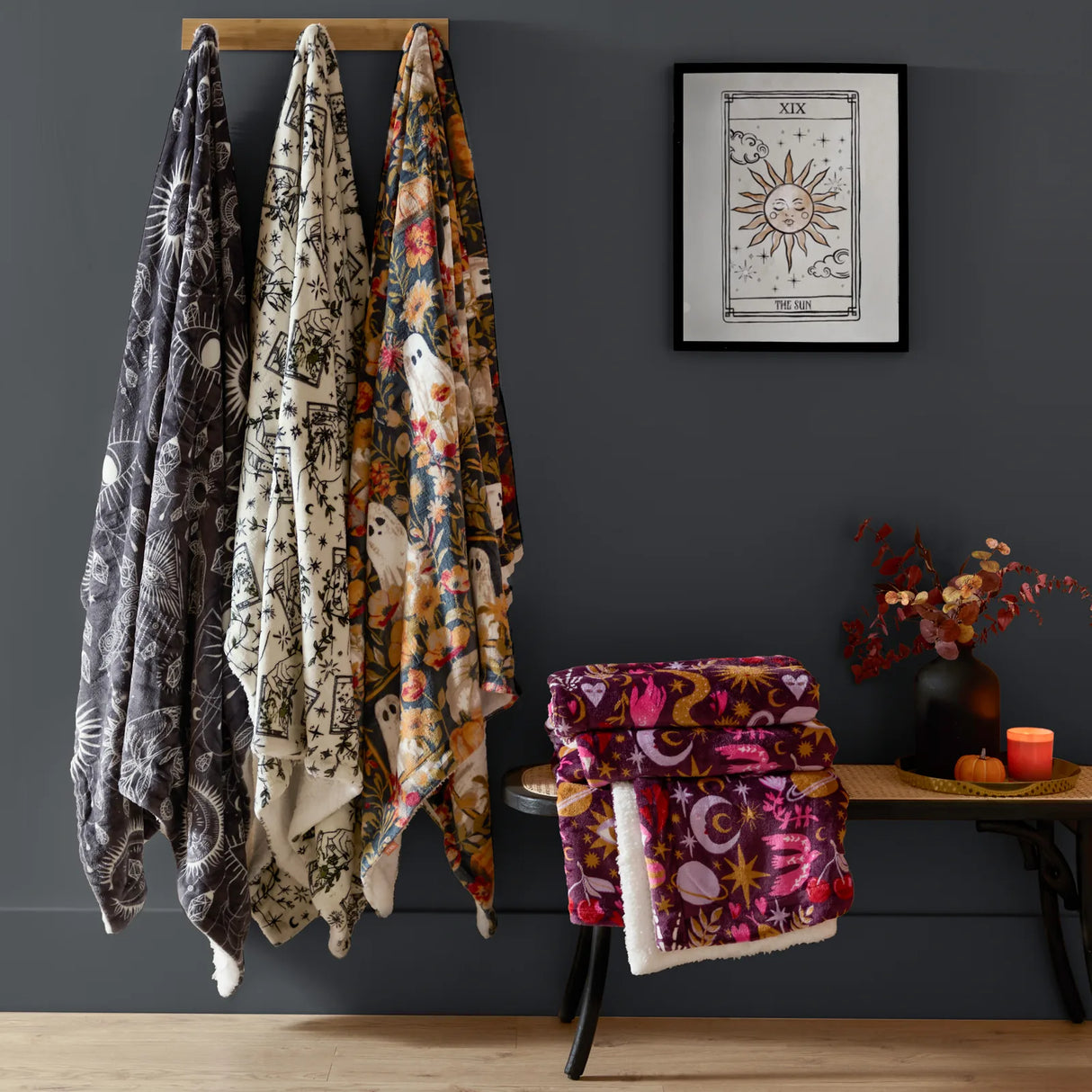 Constellation Printed Sherpa Fleece Throw Charcoal/Cream 130 x 180cm - image 6