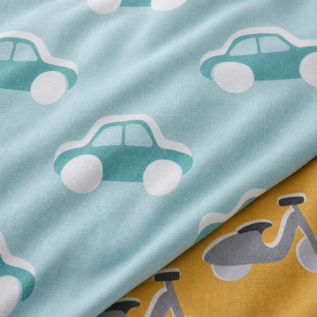 Macro close-up of the duvet cover fabric on the Cool Cars Reversible Kids Single Duvet Cover Set