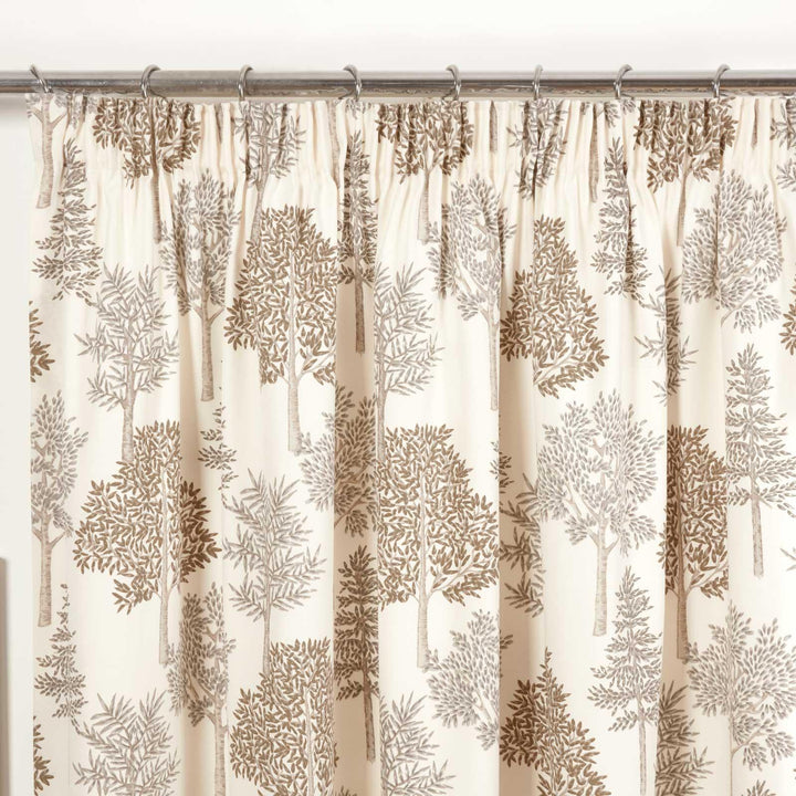 Coppice Trees Lined Tape Top Curtains Natural - Ideal