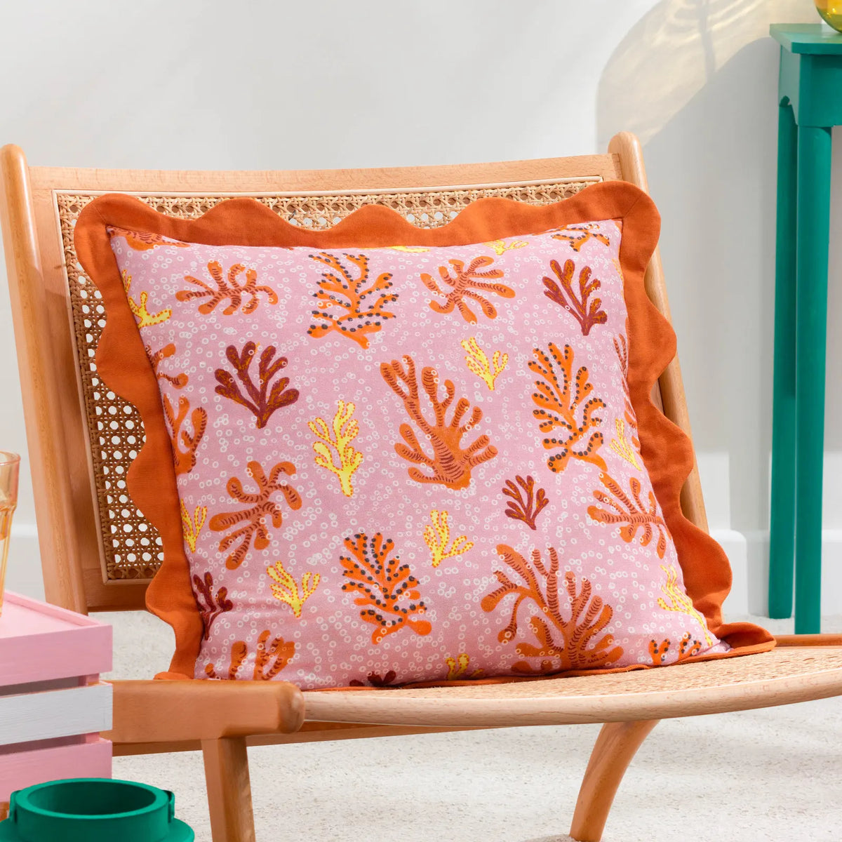 Coral 100% Cotton Sandy Pink Cushion Cover 50cm x 50cm - additional product view 1