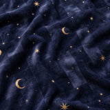 Macro close-up of the navy fabric on the Cosmic Star Cosy Microfibre Duvet Cover Set