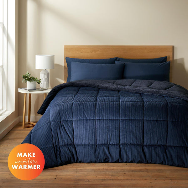 Cosy Cord 6.5 Tog Coverless Duvet Navy - Ideal
