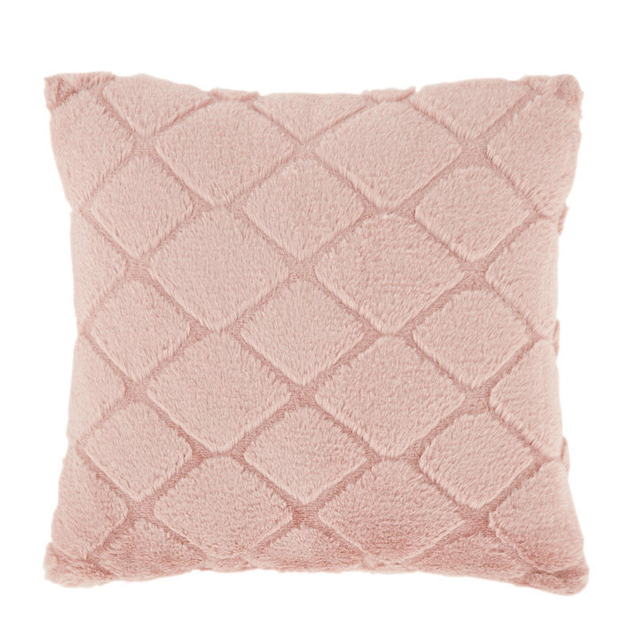 Cosy Diamond Faux Fur Blush Cushion Cover 17" x 17" - Ideal